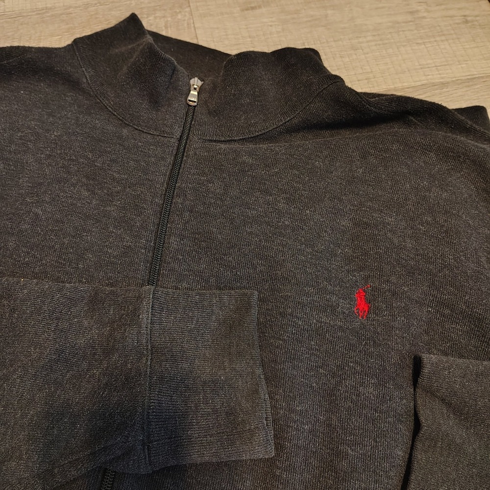 Polo Ralph Lauren Mens 3XB Full Zip Sweatshirt Gray Red Pony Logo Big Tall